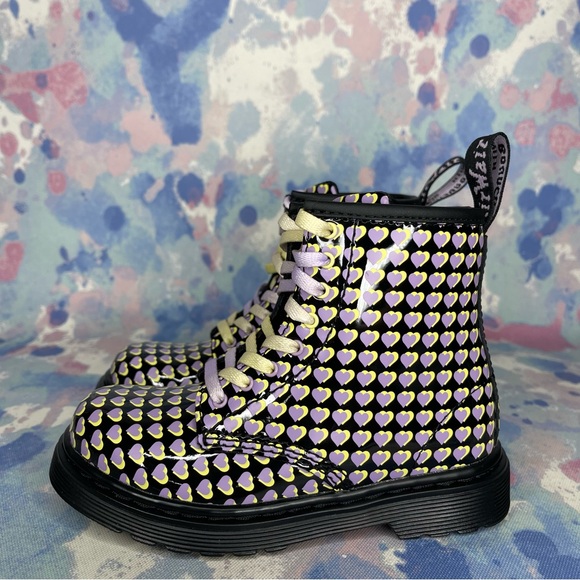 Dr. Martens 1460 Patent Heart Printed Lace Up Boots Toddler Size 10.too small :( - Picture 3 of 7